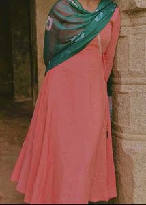 Peach Anarkali suit with Duppata