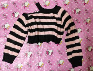 Pink & Black Striped Alt Scene Sweater