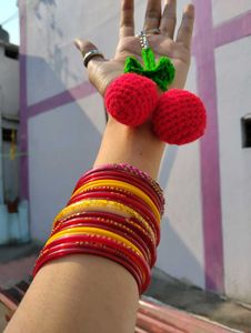 Crochet Cherry Keychain