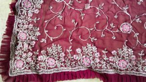Elegant Maroon Embroidered Saree