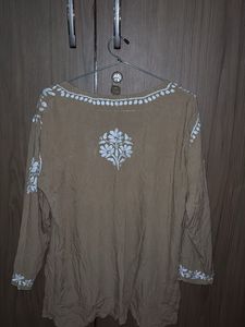 Chikankari Brown Short Kurti