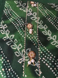 Green Printed Dress Material