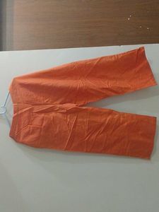 Orange Cropped Linen Pants