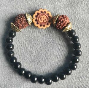 Om Bracelet Combo | Wooden,Black Beads|Rudraksha