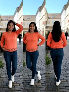 Orange Lace Top