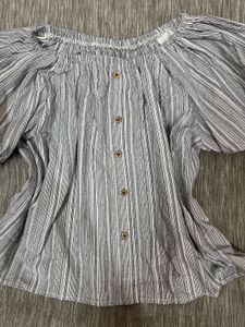 Puff Sleeve Blouse With Front Buttons