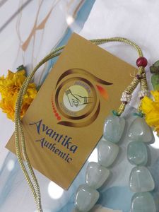 Aqua Jade precious Stone handmade Necklace