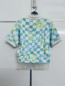 Smiley Face Checkered Polo Top