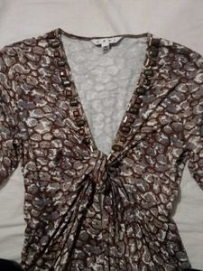 Printed Tie-Front Top