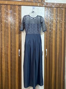Elegant Blue Lace Ethnic Gown
