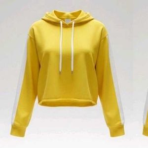 Yellow Cropped Hoodie