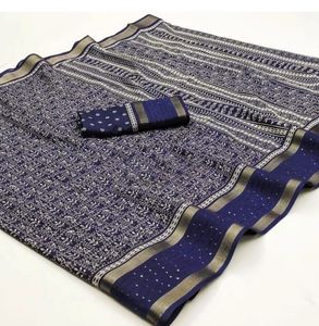 Ethnic Printed Saree With Attached Blouse Piece