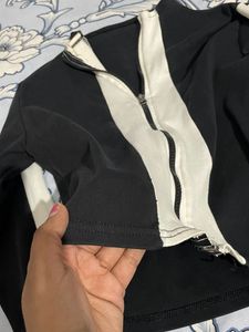 Black And White Crop Jacket