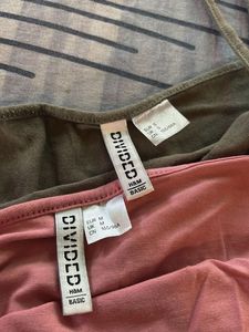 H&amp;M Olive green &amp; Baby pink camisole Tops