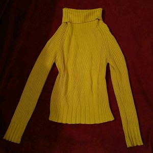 Yellow Fall/winter Turtle Neck Sweater(Women's)