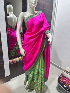 Pink & Green Saree
