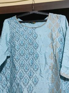 Light Blue Embroidered Kurti
