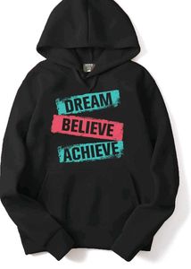 Dream Believe Achieve Black Hoodie, L Size