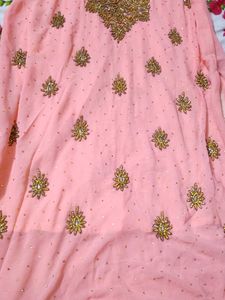 Peach Embroidered Sharara Suit