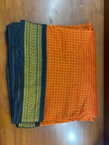 Cotton saree sungudi orange
