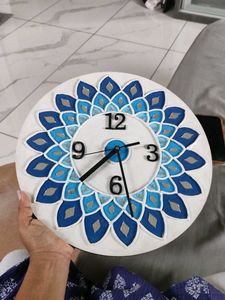 Blue &amp; White lippan art  Wall Clock