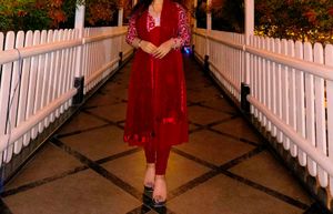 💥🎀 Maroon V Shape Kurti🎀💥