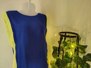 Blue Sleeveless Two-toned Top