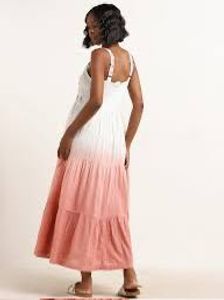 Bombay Paisley Peach Embroidered Tiered Dress