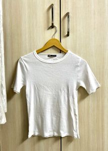 Zara - Combo Gray Shacket With White T-Shirt