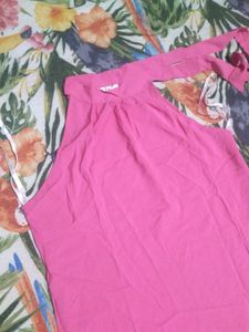 Pink Halter Neck Sleeveless Top