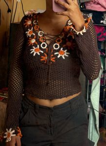 Vero Moda Crochet Knit Top