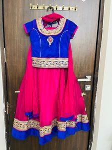 HALF SAREE BLUE PINK