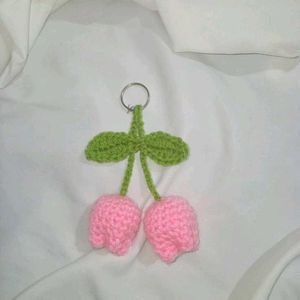 crochet tulip keychain