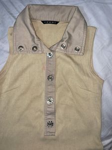 Ingni Beige Button-Up Sleeveless Top