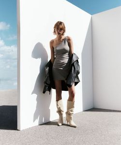 Grey one shoulder dress
