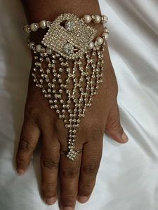 Pearl &amp; Rhinestone Hand Chain