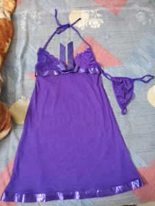 Purple Lace Babydoll Lingerie Set