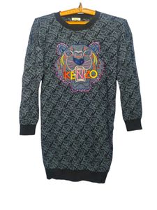 Kenzo Tiger Print Long Sweater Size M
