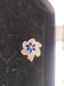 Blue Flower Silver Ring