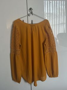 Mustard Lace Sleeve Top