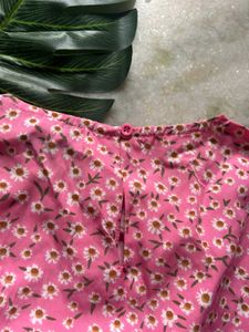 Pink Floral Cutout Dress
