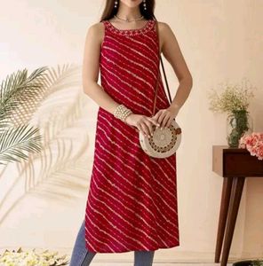 Sleeveless Red Kurta/Kurti Designer