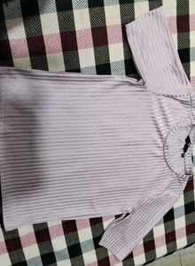 Lilac Ribbed Short Sleeve Top