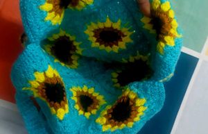 Crochet Sunflower Tote Bag