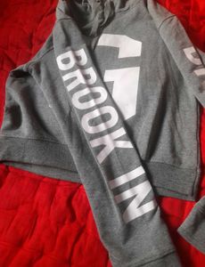 Grey Crop Top Hoodie Women&#39;s Casual Winter Wear M