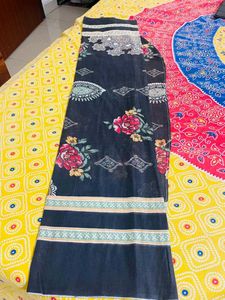 Floral Print Salwar Kameez material new black