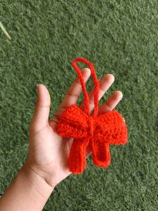 Crochet Handmade Red Big bow keycharm🥳🎀