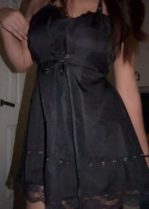 Black Lace Trim Dress