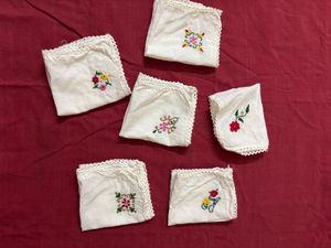 Vintage Embroidery Handkerchief Set of 6