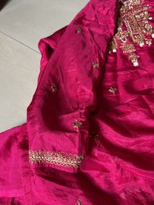Pink Salwar Kameez with Gold Embroidery No Dupatta